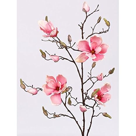 artplants Deko Magnolienzweig LORA, 4 Blüten, Knospen, rosa, 110 cm - Künstlicher Zweig/Deko Blumen