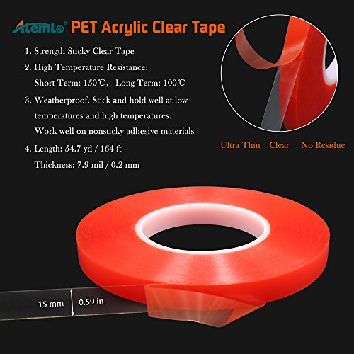 Atemto Double Sided Tape Heavy Duty, Two Sided Adhesive Tape Clear 0.6