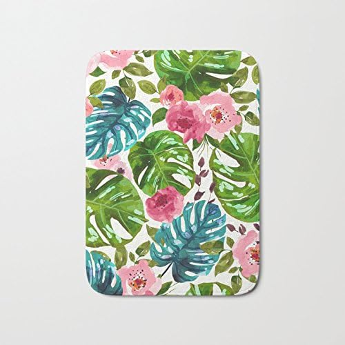 Afagahah Tropical Shades Leaf And Flower Cushion Floor Mat Rug Indoor Outdoor Bathroom Kitchen Mats Home Decoration Doormat Rectangle Size 23.6x15.7 IN