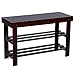 SONGMICS Entryway Wooden Shoe Bench 2-Tier Shoe Rack Organizer Brown ULWB66Z