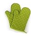 B.LeekS Cotton, Flame Retardant Quilted Silicone Coating Mitts Heat Resistant Potholder Microwave Oven Glove for Kitchen BBQ One Pair (Green)