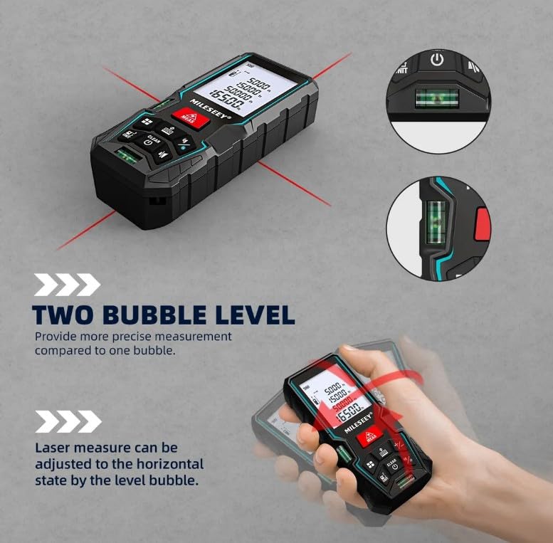 Trena Laser D5T Bluetooth 40 a 100 metros - Medidor de Distância, Área, Volume e Ângulos, Profissional de Alta Precisão ±2mm