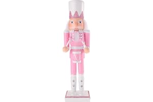PASOLABE Pink Nutcracker Figures Pink Christmas Decorations 12 Inch Pink Nutcracker Soldier Figure Decor Glitter Christmas Nutcrackers for Festival Party (Pink Drummer Nutcracker)