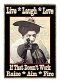 Funny Retro Gifts Country Western Refrigerator Magnet Live Laugh Love Cowgirl with Gun