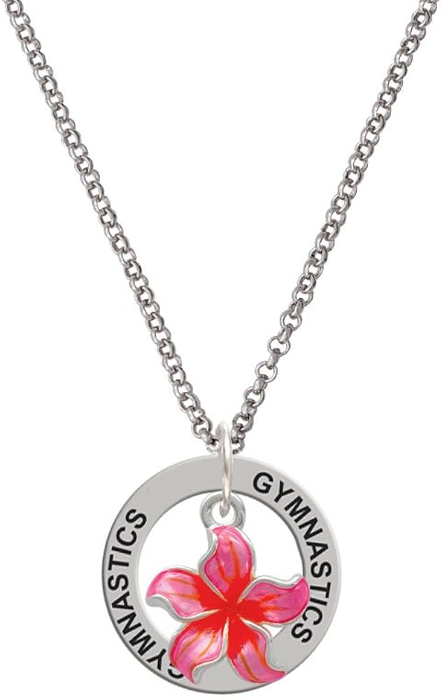 Hot Pink and Orange Plumeria Flower Gymnastics Affirmation