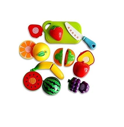 Realistic Sliceable 7 pcs Fruits Cutting Play Toy Set, Can be Cut into 2 Pieces, Assorted Toy for Kids | Multi Color