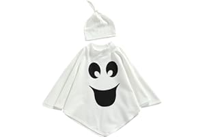 Saliuentm Toddler Kids Baby Girl Boy Halloween Costume Ghost Cloak Grimace Print Poncho Fancy Cape with Hat Cosplay Outfit