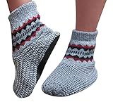 Evelots Warm Snuggle Slippers Warm Vinyl Soles Knit Stretchy Men & Women, Grey