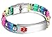 JF.JEWELRY Medical Alert ID Bracelets for Kids with Nylon Rope & Leather Braid Wrap Link,6.5 inch