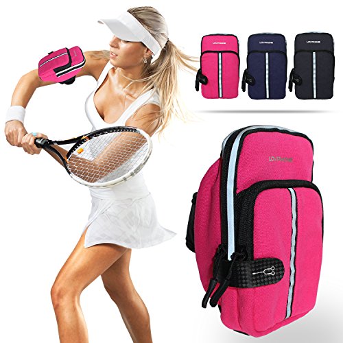 LOVPHONE Sports Armband, Double Pockets Sport Running Exercise Gym Case for iPhone X/8/7/6/5/5s,Samsung Galaxy Note 8/S8/S8 Plus/S7/S7 Edge/S6/S5 and Other Smartphone,Water Resistant-Rosy-S