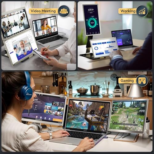 Teamgee Portable Monitor for All Laptops, 15.6" 1080P FHD IPS 120% sRGB, 235° Rotation, Detachable, Plug & Play, Compatible with Windows/Mac/Chrome/PC
