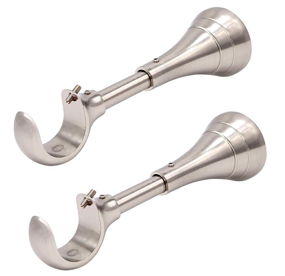 6 in Curtain Rod Brackets, Heavy Duty Large Curtain Rod Bracket, Extra Long Curtain Holder for 3/4 to 1 inch Rods, 2 pcs Brackets for Curtain Rods, Wall Mount, Set of Two, Brushed Nickel, Silver