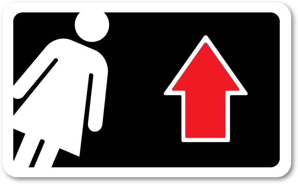 Grafken: GR1425 Plastic Sign Large 8 in x 5 in: Restrooms ICON-Women Style 2. Arrow up