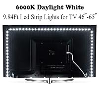 White Led Strip Lights, ViLSOM 3M/9.84Ft 6000K Daylight White 5V LED Tape Lights,SMD 2835 LEDs USB Powered TV Led Backlight for 46-65 inch TV