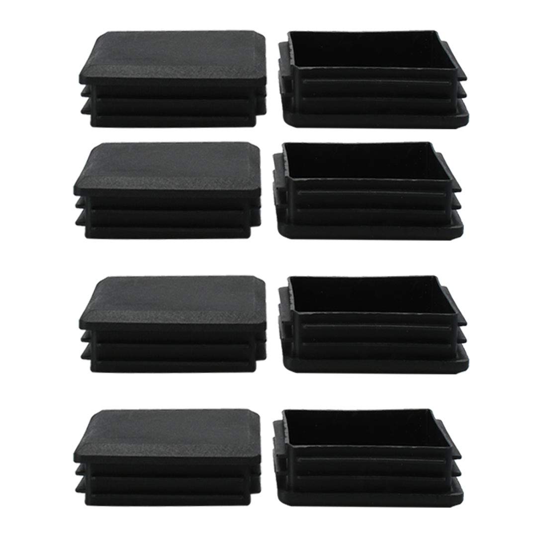 sourcingmap 8pcs 80 x 80mm Plastic Ribbed Tube Inserts Pipe Tubing End Covers Caps Furniture Glide Feet Floor Protector