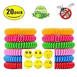 Natural Mosquito Repellent Bracelets 20 Pack Waterproof Deet-Free Bug Insect Protection Pest Control Repeller for Kids and Adults Indoor and outdoor By Wellehomi