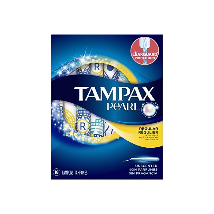 Tampax Pearl Plastic Tampons, Regular Absorbency, Unscented, 18 Count (Packaging May Vary)