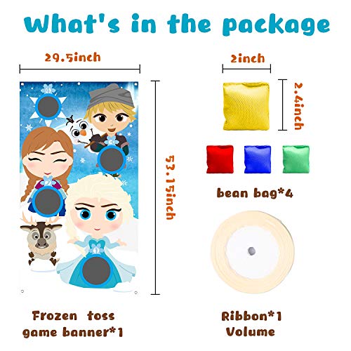PANTIDE Frozen Toss Games with 4 Bean Bags, Xmas Party Games Toss Games Banner for Kids&Adults, Frozen Indoor Outdoor Throwing Game Party Supplies for Birthday Party Decoration Thanksgiving Day