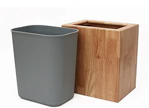 YQZQ Bote de Basura Cocina sin Tapa Bote de Basura de Madera Maciza