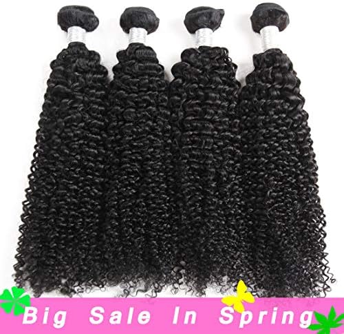 XYHair 4 Bundles Virgin Brazilian Human kinky Curly Hair Weave 7A 100% Unprocessed Jerry curly hair bundles deep curly weft Extensions Natural Color(18182020)