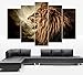 IDECAL 5-Piece Roaring Lion Canvas Print Wall Art Painting Pictures (No Frame), (20 x 40)cm x 2-Piece + (20 x 50)cm x 2-Piece + (20 x 60)cm x 1-Piece