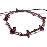Handmade Garnet Small Crystal Bracelet (6.5-7.5'') - Adjustable & Plus Size, Natural Healing Crystal Chips, Waterproof, Chakra Beaded - Unusual Jewelry for Women, Girl & Friendship from PusSoul