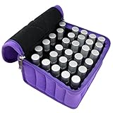Jmkcoz 30 Bottles Essential Oil Carrying Case Shockproof Essential Oils Organizer Travel Bag Suitable for 5ml,10ml,15ml Bottles Purple with Portable Handle and Double Zipper