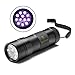 Pet Urine Detector Torch -- UV Flashlight for Dog Urine, Cat Stains, Bed Bug - 12 LED bulbs cover larger area - Waterproof - 3 AAA Batteries Included