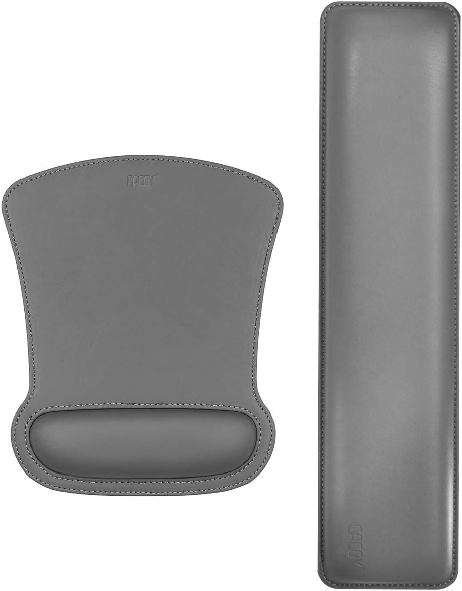 Cacoy Ergonomic PU Leather Keyboard Wrist Rest and Mouse Pad with Wrist Rest Support, Durable & Comfortable & Lightweight for Easy Typing & Pain Relief Ergonomic Wrist Support (Grey)