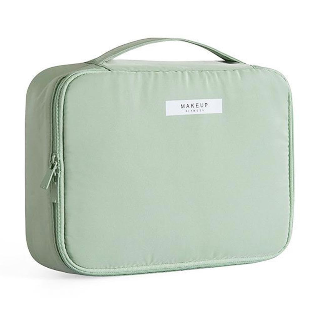 Aucuu Makeup Bag, Large Cosmetic Bag, Cosmetic Bag, Portable Makeup Organizer Bag, Travel Makeup Bag for Women Girls (Green)