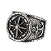 316L Men's Stainless Steel Black Silver Vintage Anchor Nautical Compass Ring