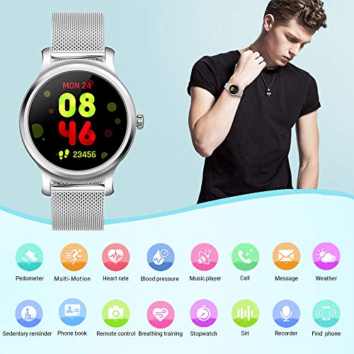 SMA-R2 Smartwatch for Men Activity Tracker Watches with Blood Pressure Monitor Sport Smartwatch Heart Rate Monitoring Watch for Android Phones for iOS Phones(Silver)