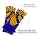 NKTM Leather Welding Gloves EXTREME HEAT RESISTANT & WEAR RESISTANT - For Tig Welders/Mig/Fireplace/Stove/BBQ/Gardening, Blue - 16In