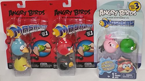 6 angry birds mashems figures pink stella bird, pig, blue bird, y…