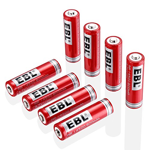 UPC 709445070257, EBL 14500 Li-ion Rechargeable Batteries 3.7V 800mAh for LED Flashlight Torch, 8 Packs