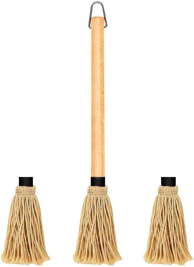 Censmart 18 Inch BBQ Basting Mop with Wood Handle Cotton Head Apply