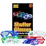 PartySticks LED Light Up Glasses - 12pk Neon Flashing Shutter Glasses, Glow in The Dark Party Supplies w/ 3 LED Settings
