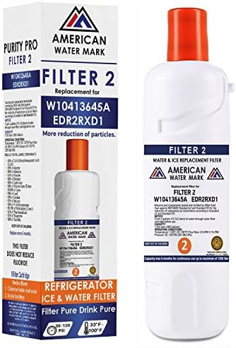 Filter 2 for EDR2RXD1, W10413645A, P6RFWB2 Replacement In Whirlpool | Used In Fridge With Freezer On The Bottom - Also for Maytag, KitchenAid, Jenn-Air, and Amana (1 Pack)