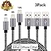 Phone Cable Charger Usb Cable Cord Compatible With iPhone X / 8/8 Plus iPhone 7 7 Plus 6 6s 6 plus 6s plus,iPhone 5 5s 5c,iPad iPod 3Pcs 3ft 6ft 10ft Nylon Braided (Black-gray)