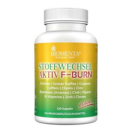 BIOMENTA STOFFWECHSEL AKTIV Kapseln | AKTION!!! | Bromelain + Guarana + Grüntee + Grüner Kaffee + Chili + Koffein uvm. | Stof