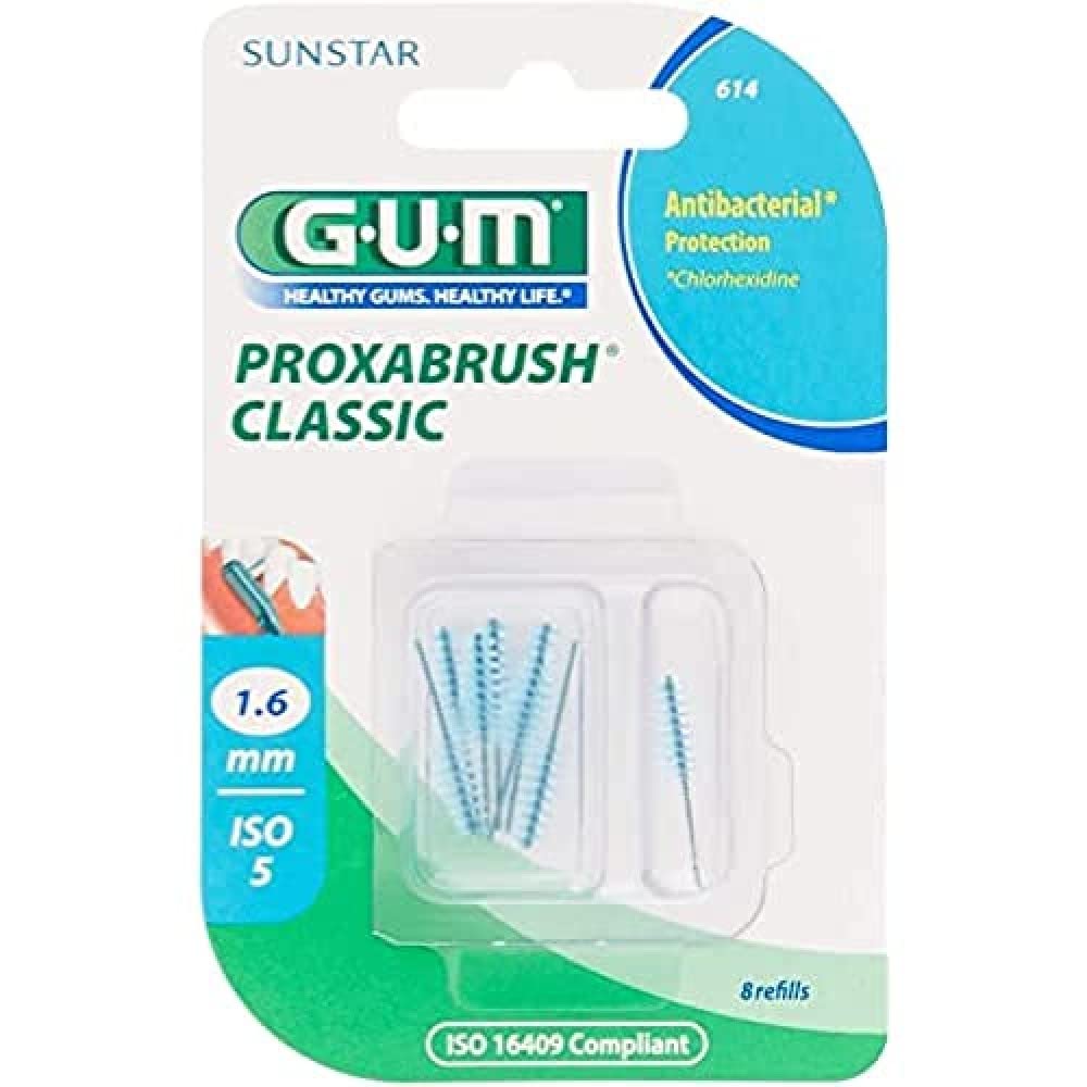 GUM Black Conical Toothbrush Refill, 8 Pack