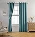 MIUCO 1 Pair Thermal Insulated Grommet 52-Inch-by-84-Inch Blackout Window Curtain Panels with 2 Tiebacks, Teal