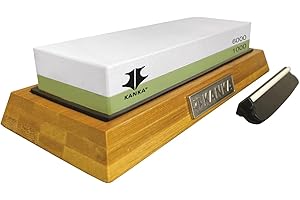 KANKA Professional Premium Whetstone - Knife Sharpening Stone 2 Side Grit, 1000/6000, Waterstone Knife Sharpener with Non Sli