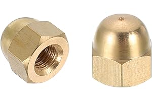 MECCANIXITY Acorn Hex Cap Nuts, M8x1.25mm Brass Dome Head Hex Decorative Cap Nuts for Screws Bolts Industrial Mechanical Electrical Equipment Repair Hardware(Gold Tone, Pack of 2)