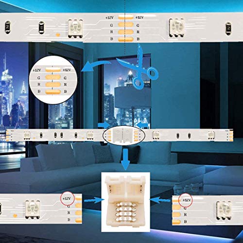 RGB LED Strip Lights 40FT, MikeWin Color Changing Led Lights with 44 Keys RF Remote Controller, Music Sync Flexible Rope Lights for Holiday Room Wall Corner Bedroom Bar Dorm Decor