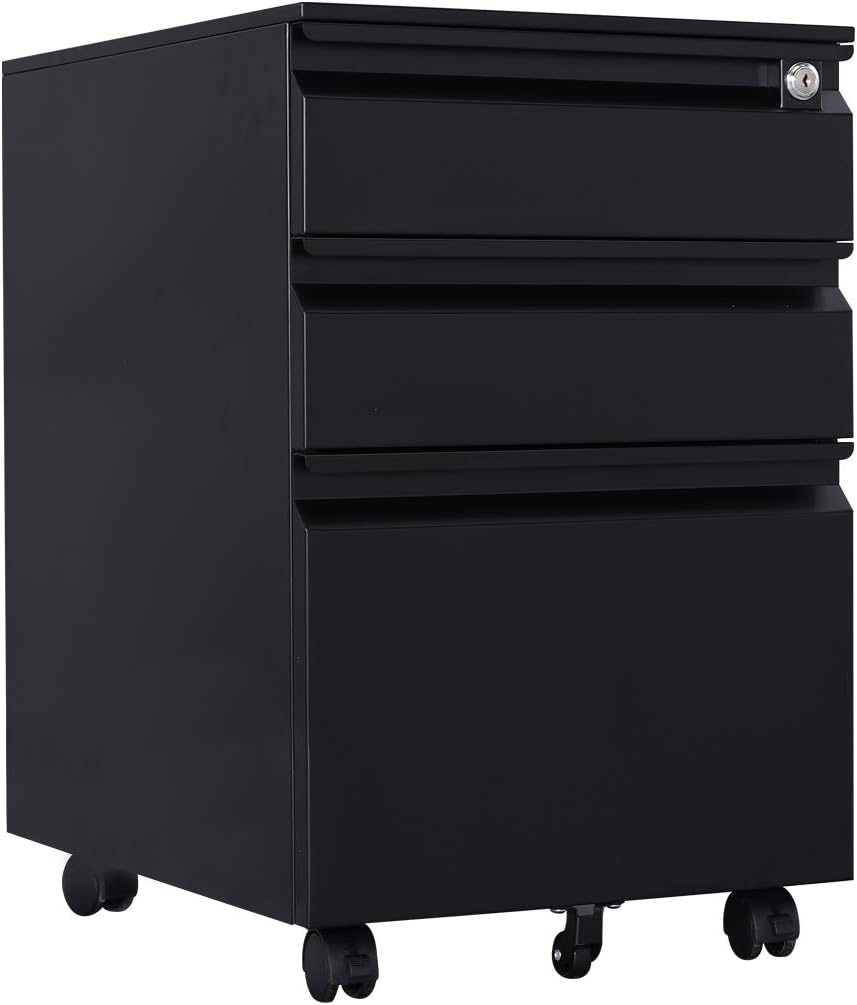 Fully Assembled Except Wheels White Greatmeet Mobile 3 Drawer Metal File Cabinet With Lock Filing Cabinet Legal Letter Size File Cabinets Office Products