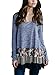 HOTAPEI Womens T Shirts Long Sleeve Casual Round Neck Floral Printed Ruffle Loose Tunic Tops Blouses Blue XL