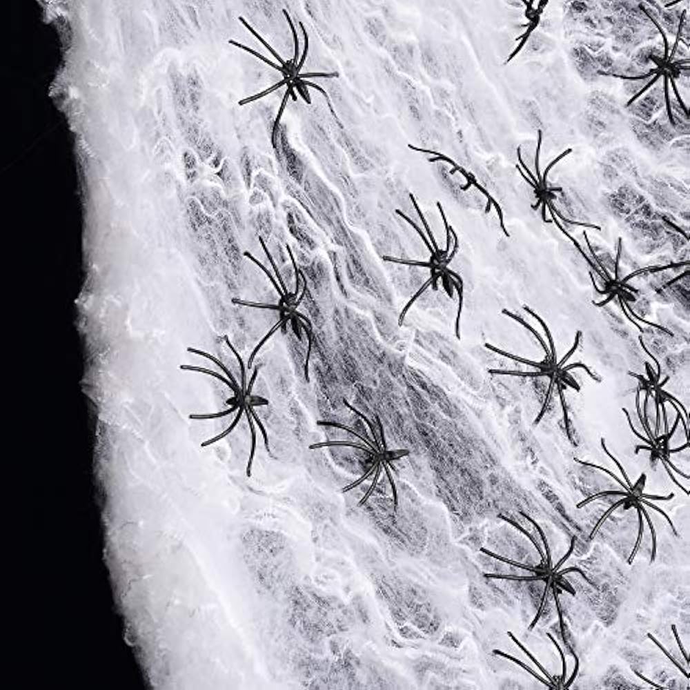 1000sqft Fake Spider Web Halloween Decorations (60 Extra Spiders