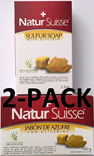 Natur Suisse Jabon De Azufre Sulfur Soap 3.5 oz. With Glycerin 2-PACK