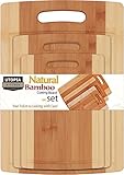 Bamboo Cutting Board 3 Piece Set - Extra Durable - Better Than Ordinary Wood Cutting Boards - Large, Medium and Small Bamboo Cutting Boards for Bread, Vegetables, Chicken - By Utopia Kitchen ()